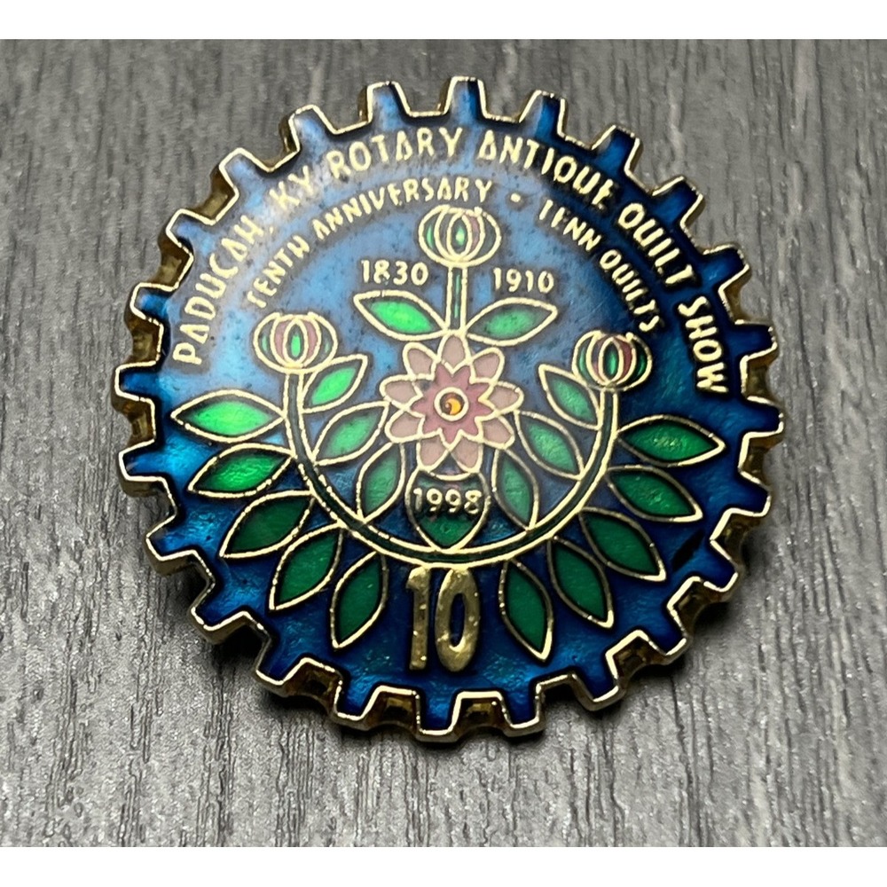 Paducah KY Rotary Antique Quilt Show 10th Anniversary 1998 Enamel Lapel Pin #5